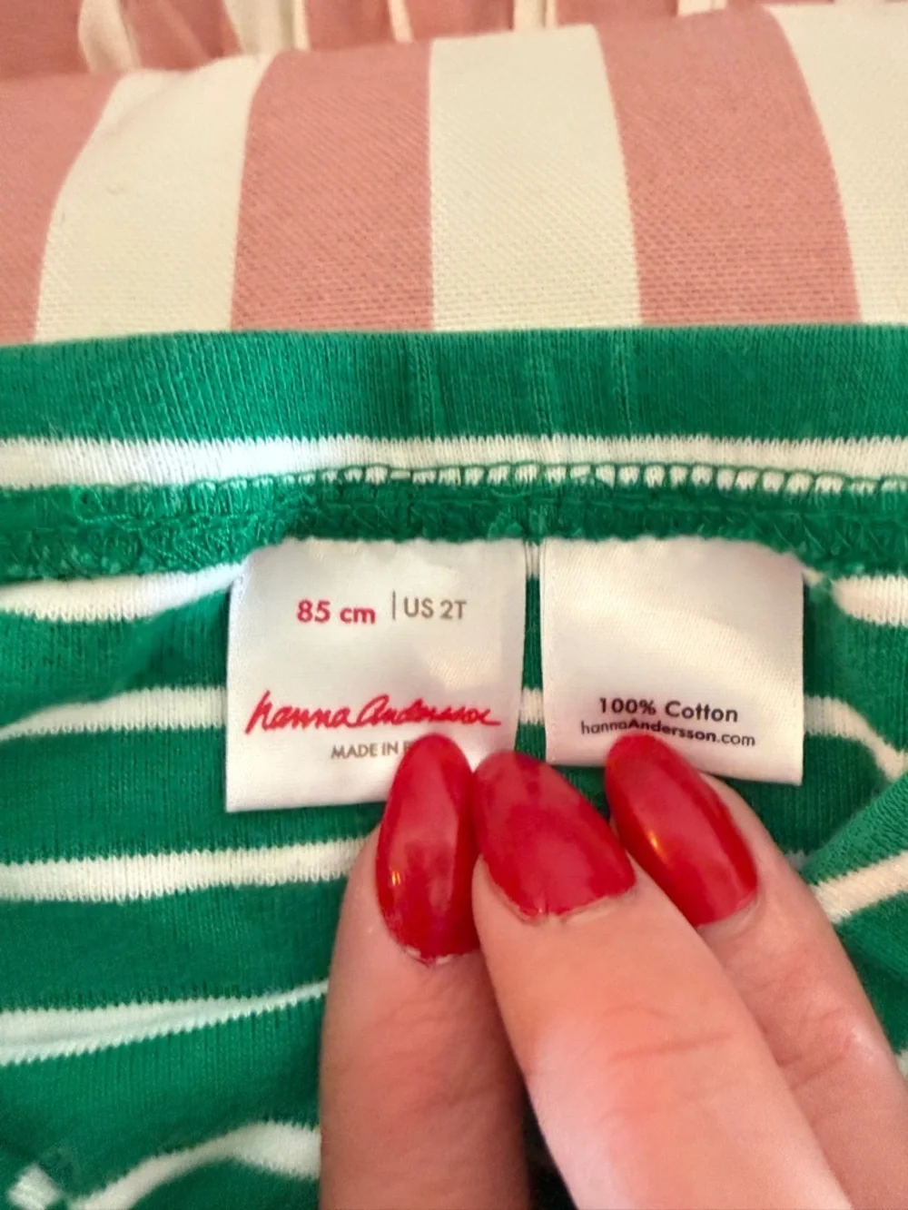 Hanna Andersson Green and White Striped Bloomers